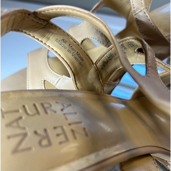 Platform Heels Woman’s 8.5 NWOT Diana Tan Velcro Straps Rubber Sole& Heel Post - Picture 2 of 9